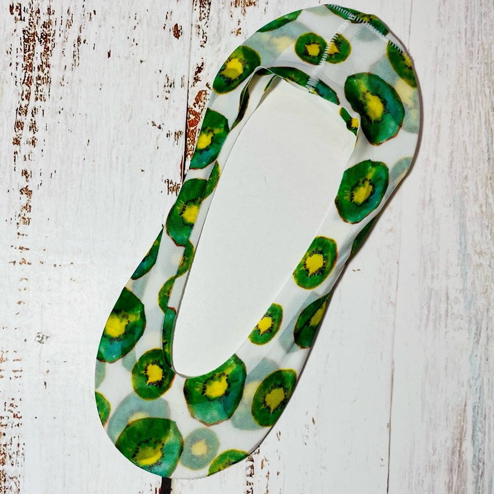 Green Kiwi Print No-Show Sock